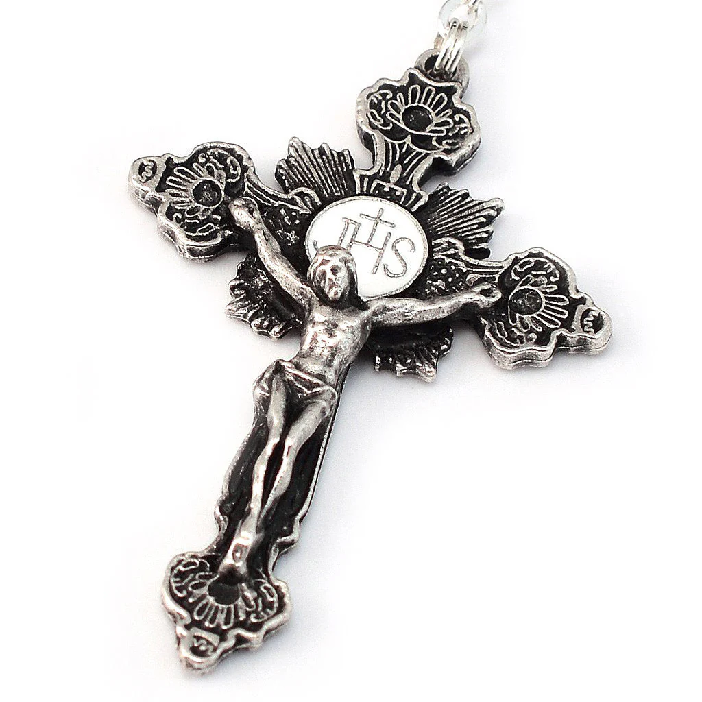 Fatima Lily Blush & Silver Rosary - Image 2