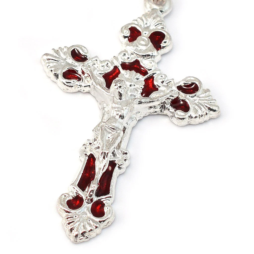 Fatima Crown, Hand Enameled & Silver Rosary - Image 2