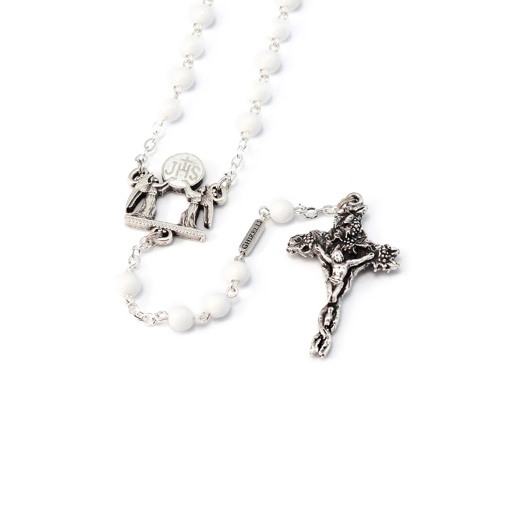 Holy Communion Vine & Branches White & Silver Vine Rosary