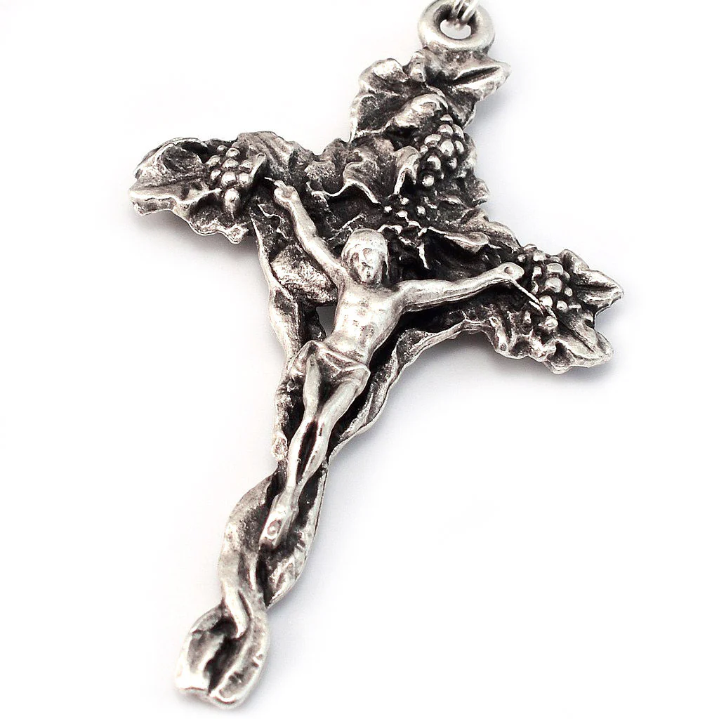 Holy Communion Vine & Branches Wooden & Silver Rosary - Image 2
