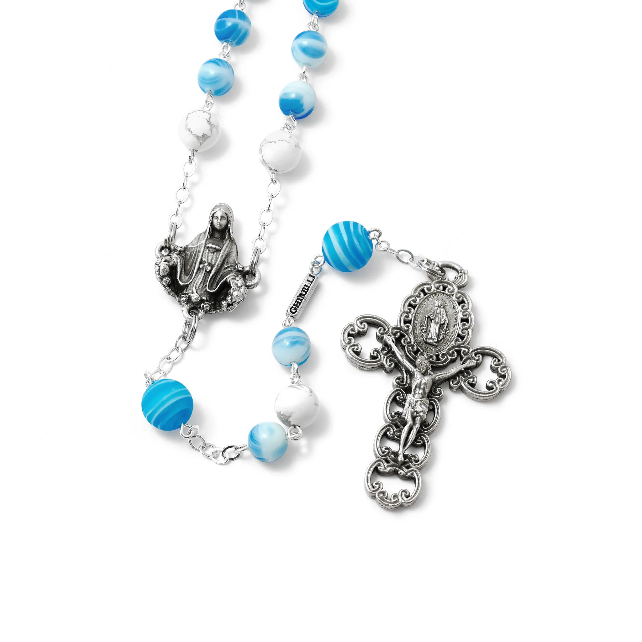Miraculous Medal Rosary with Genuine Murano Beads