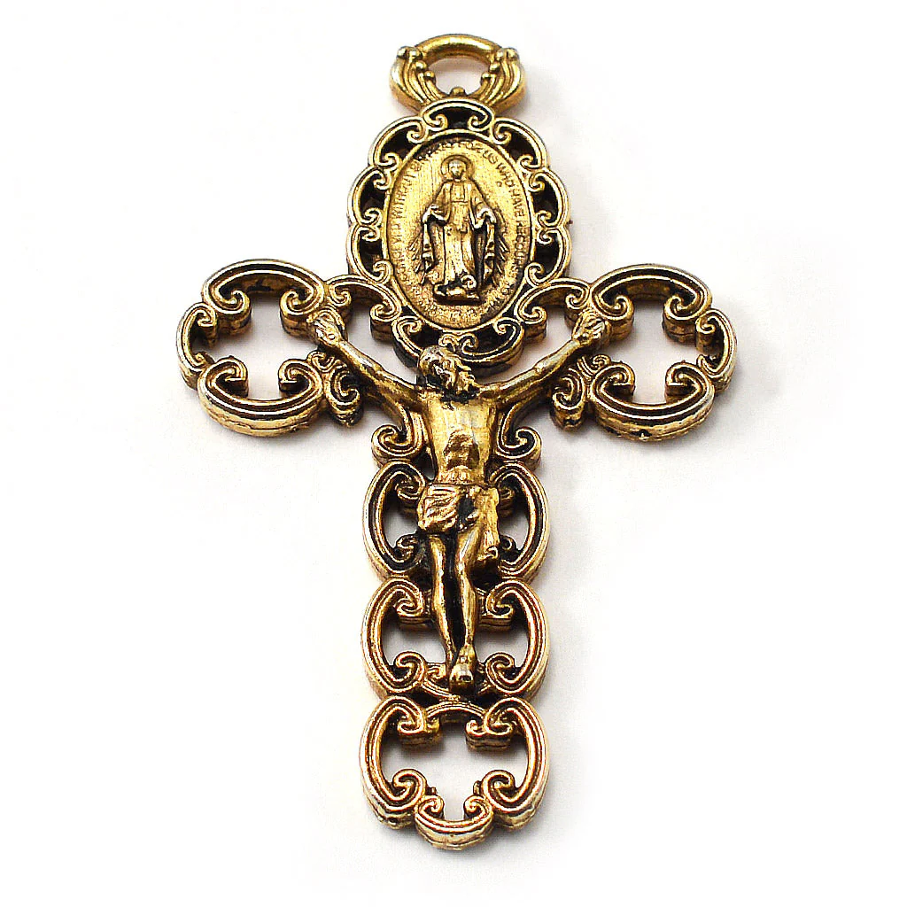 Our Lady of the Miraculous Medal Rosary in Burgundy & Antique Gold - Image 2