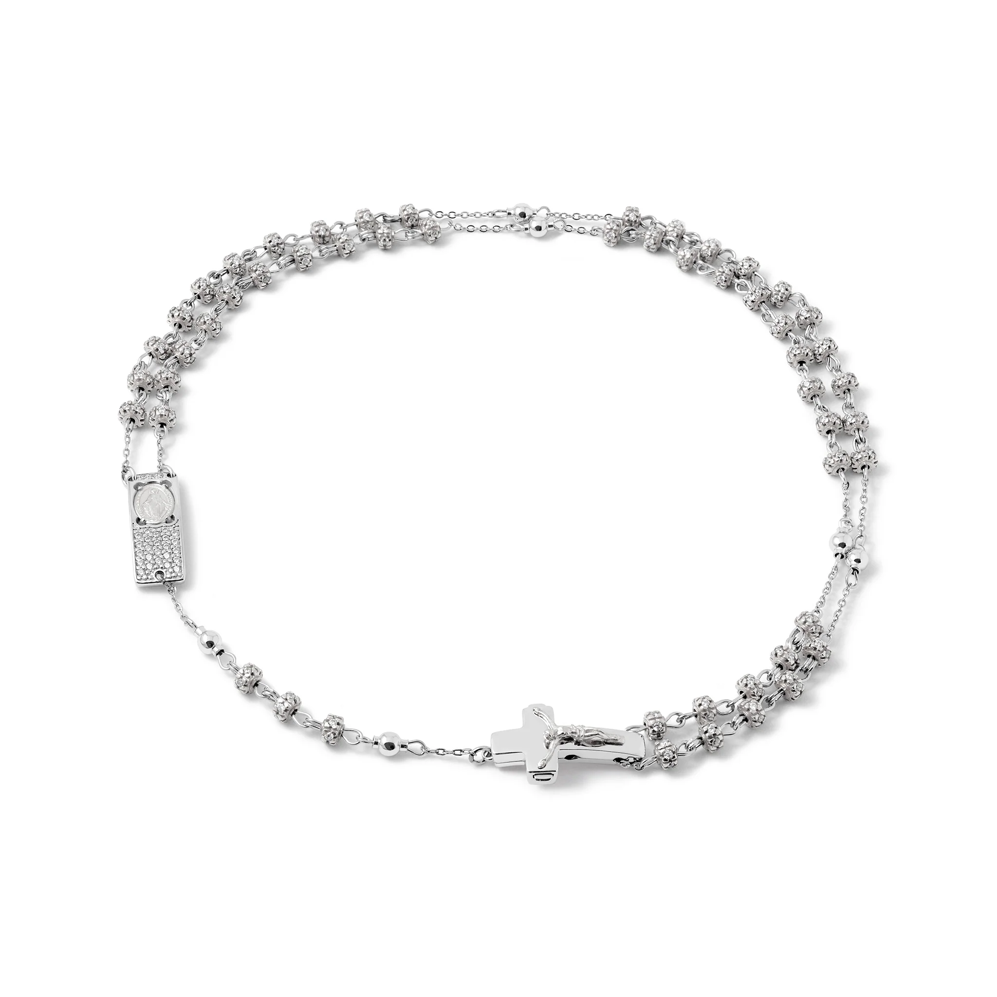 Rosalet® Necklace with Fully Pavé Rhodium Beads & Sterling Silver