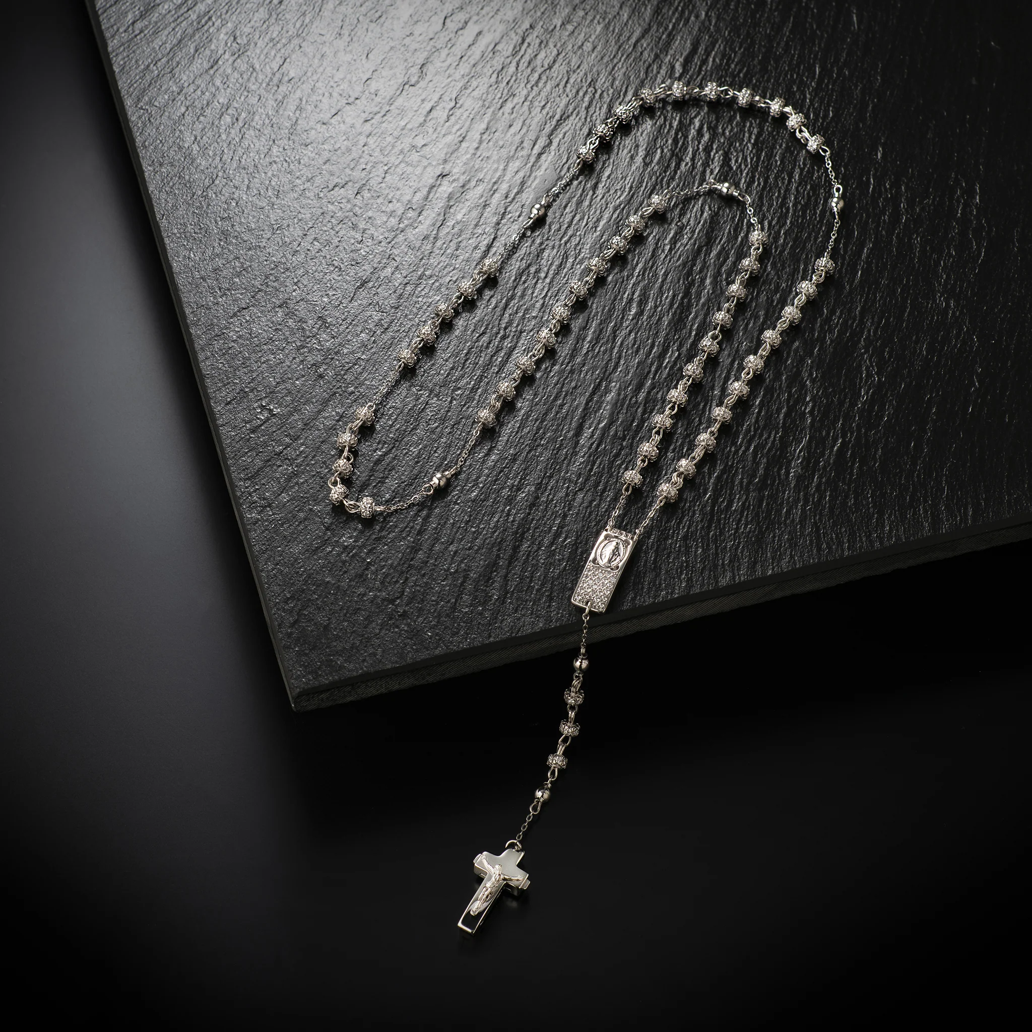 Rosalet® Necklace with Fully Pavé Rhodium Beads & Sterling Silver - Image 2