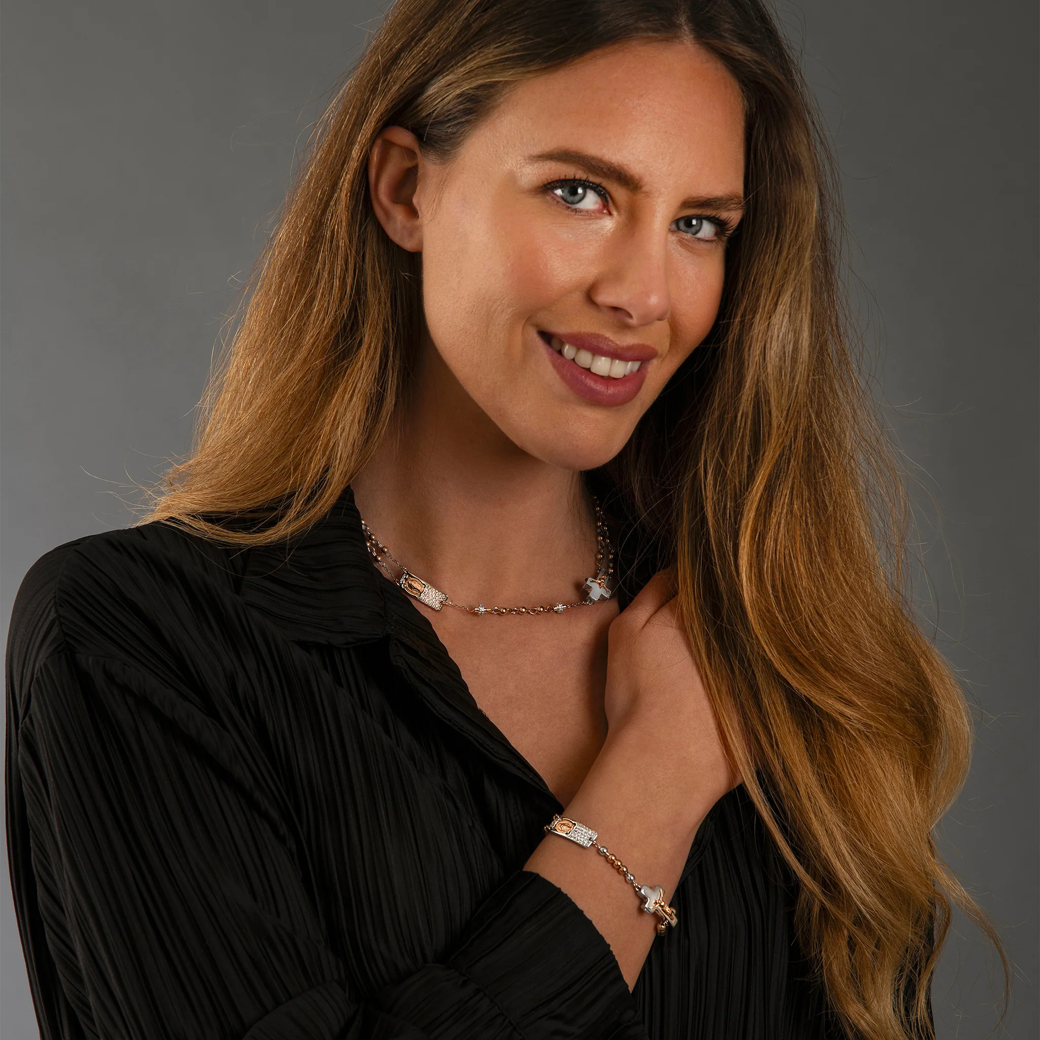 Rosalet® Necklace – Rose Gold Beads, Sterling Silver & Zircon Pave - Image 6