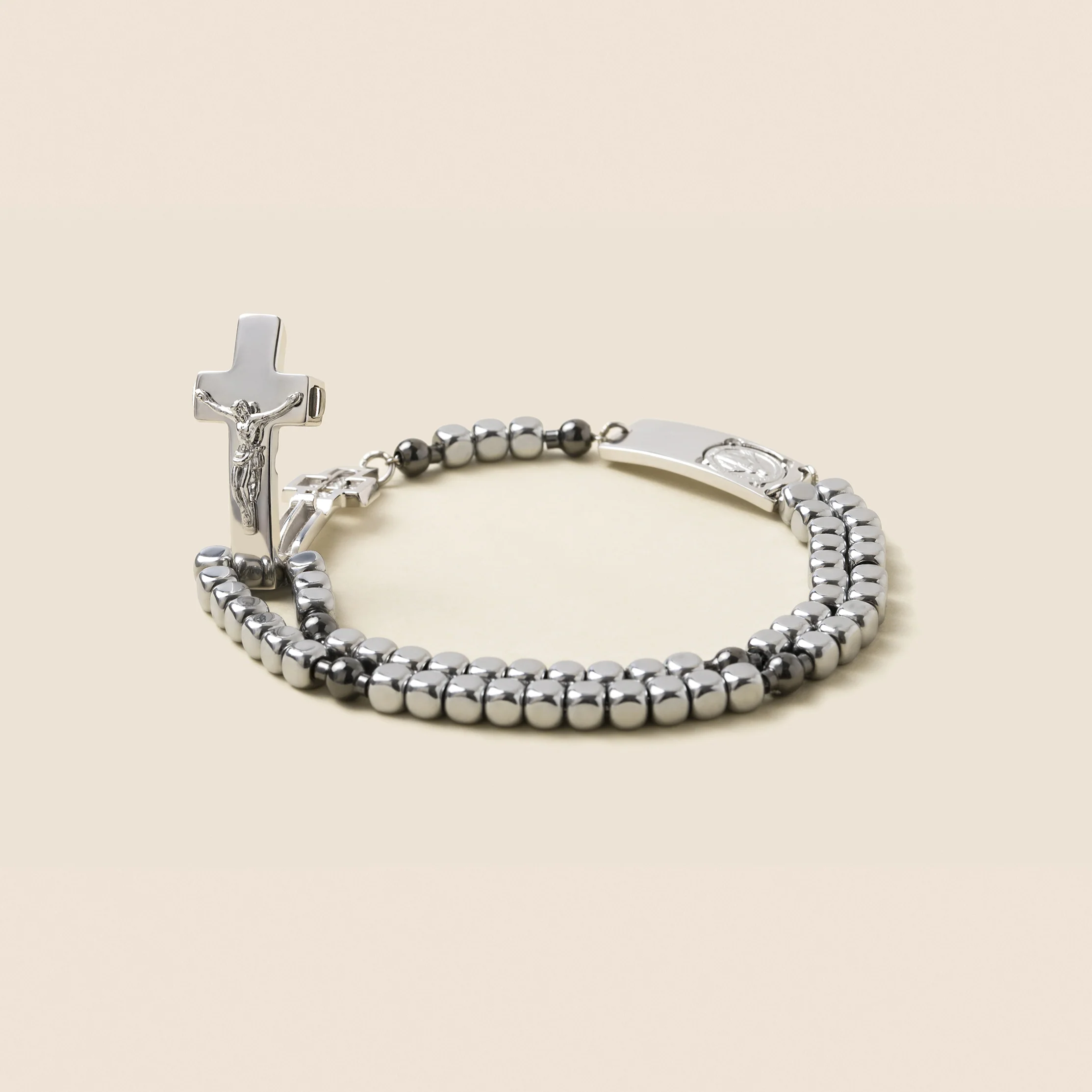 ROSALET® SQUARE RHODIUM BEADS, STERLING SILVER & DARK RUTHENIUM PATER, TRADITIONAL - Image 2