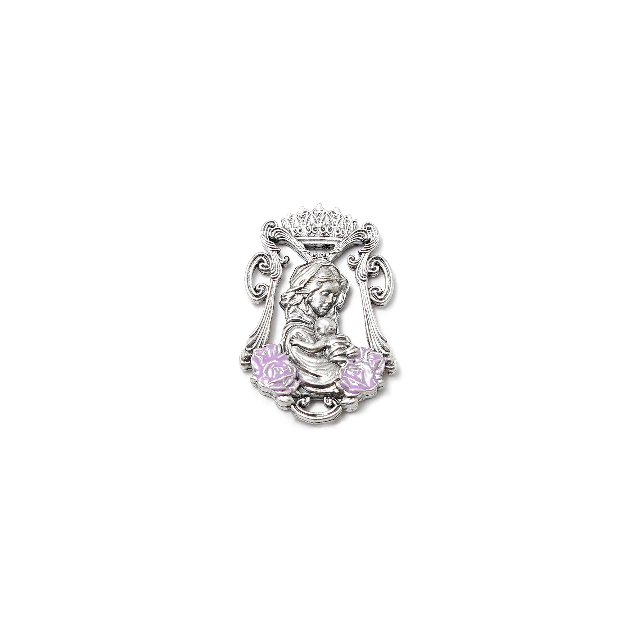 Madonna Roses & Lilac Murano Rosary - Image 4