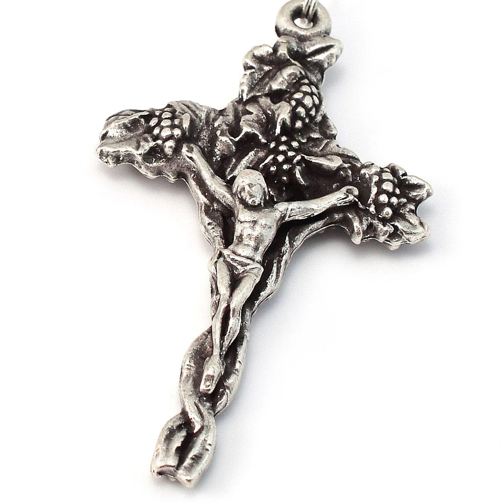 Saint Francis and Saint Clare of Assisi Wood & Silver Rosary - Image 2