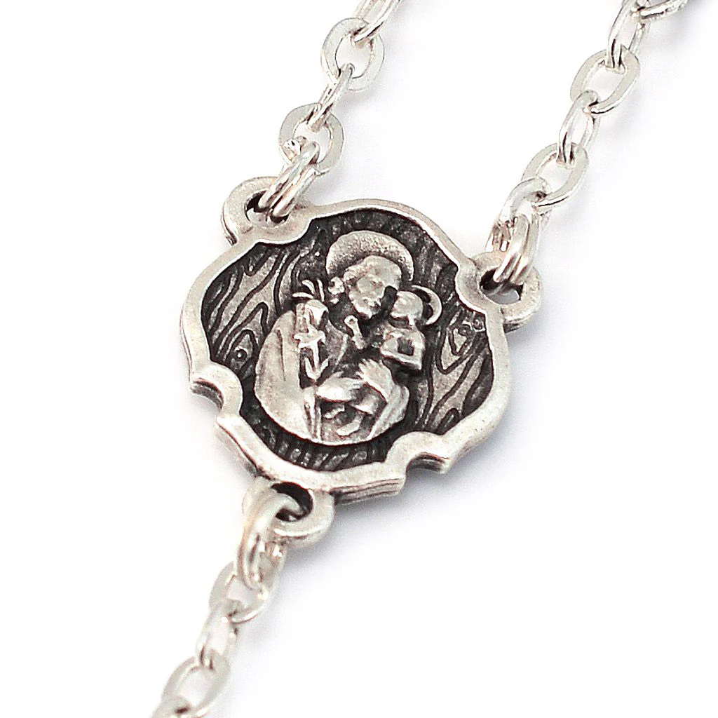 Saint Joseph Black & Silver Rosary - Image 4