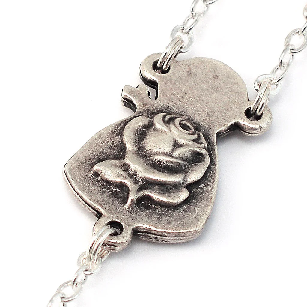 Saint Therese of Lisieux Roses Silver Rosary - Image 5